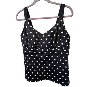 Black and White Polka Dot Women's Swim Top